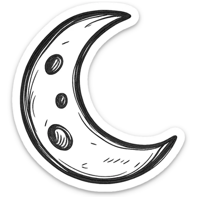 hand drawn outlined icon of a moon, no fill sticker