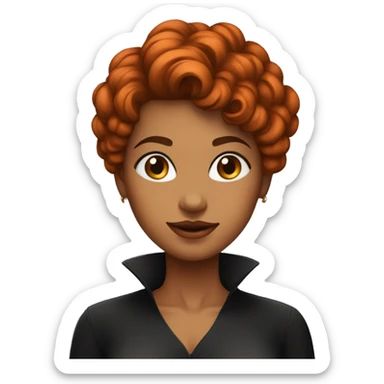 Mulher cabelo curto ruiva com blusa preta sticker