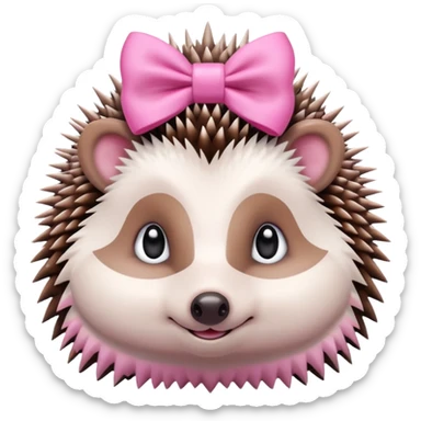 hedgehog with a pink bow emoji sticker