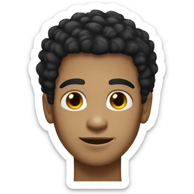 light tan skin, black afro hair, brown eyes, male sticker