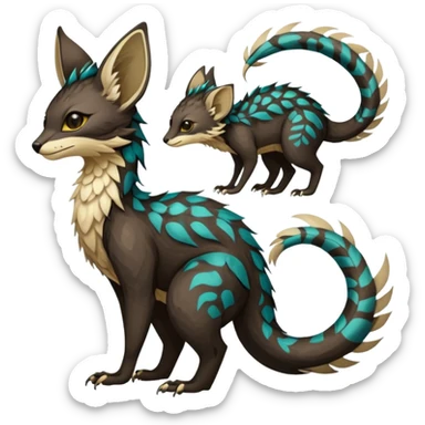 Feral Rare Fantasy dark tropical Vernid-Trico-species by LiLaiRa, random markings, tufted tail, tufted ears, full body sticker