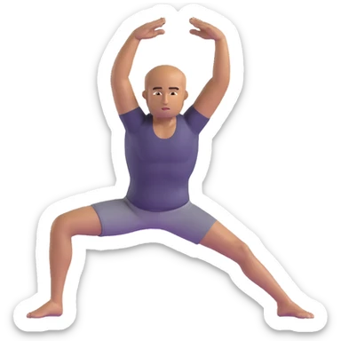 man doing warrior pose yoga with arms stretched out, legs in lunge position sticker