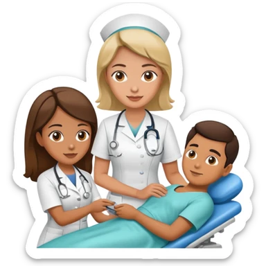 nurse work wiyh patient sticker