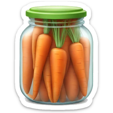 Realistic glass jar of carrots isolated. sticker