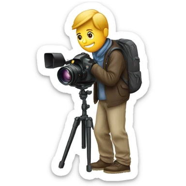 A man with a photo camera on a tripod sticker
