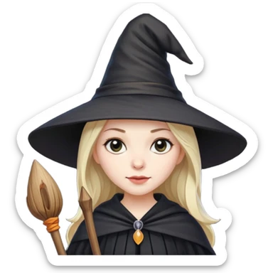 witch with a hat and a broomstick sticker