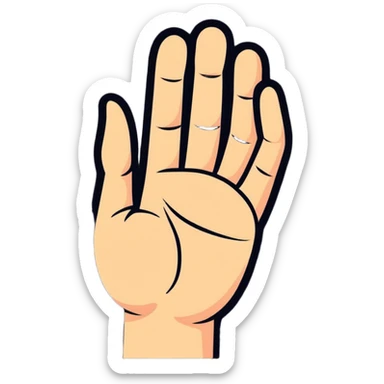Realistic illustration of a hand showing the international help signal: raised palm, thumb tucked in, fingers folded down. Neutral background. sticker