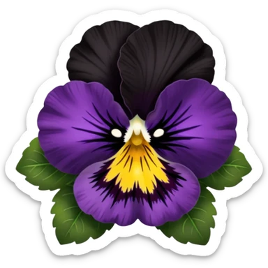 Black color, black delight pansy sticker