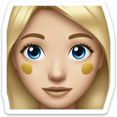 Gold eye patches Skin care on white freackles skin of a brunett blue eyes girl  sticker