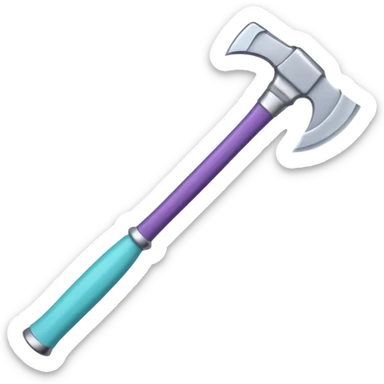 Axe with purple handle with silver blade with cyan edge sticker