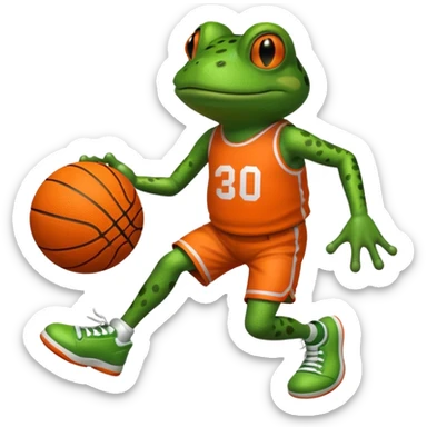 A frog playing basketball sticker