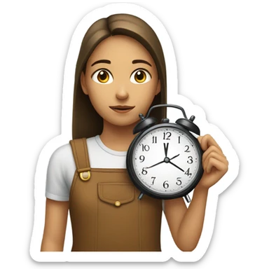 Girl with a clock sticker