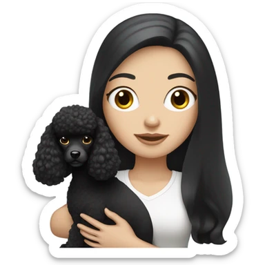 White girl with long black holding poodle sticker
