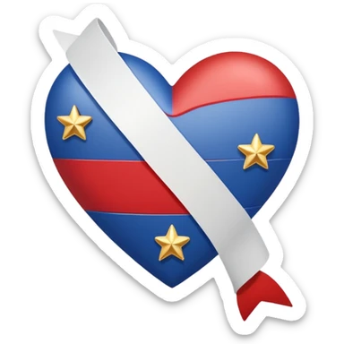 Patriotic heart white ribbon and gold stars sticker