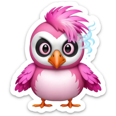 pink puffin angry steam sticker
