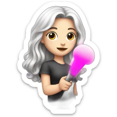A white girl whit a black pink light stick in her hand sticker