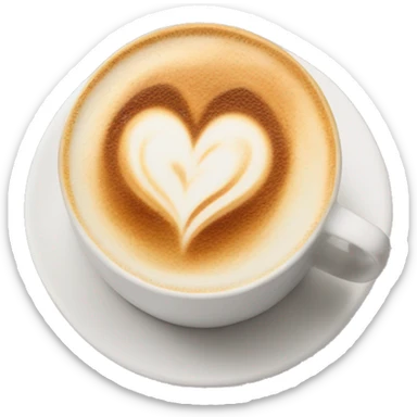 Warm cappuccino with a heart shaped latte art  sticker