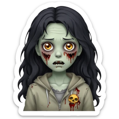 garota zumbi com cabelo preto ondulado longo  sticker
