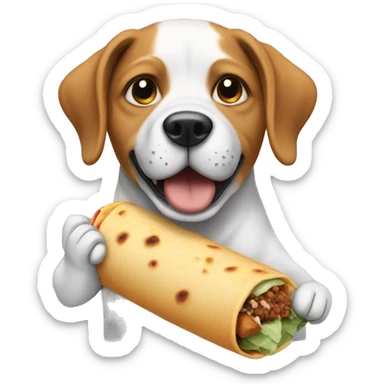 A dog eating a burrito sticker