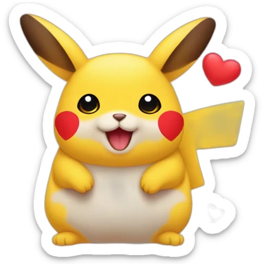 PUCACHU con corazones  sticker