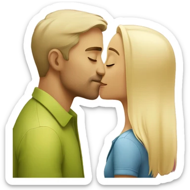 Short Brazilian girl kisses tall blonde man sticker