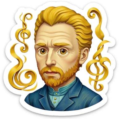 Cinematic Realistic Vincent van Gogh Pop Culture Emoji, featuring an expressive portrayal inspired by the legendary painter rendered with dynamic, swirling textures and artistic lighting. sticker