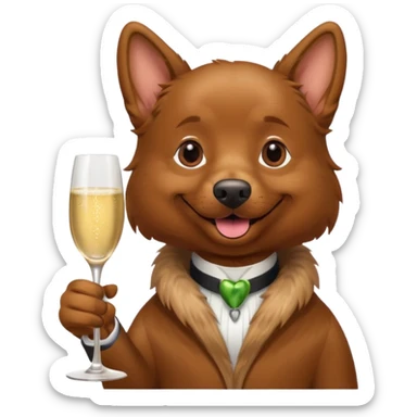 Brown dog Snauzer that drink champagne sticker