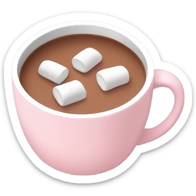 Light Pink mug of hot chocolate with marshmallows  sticker