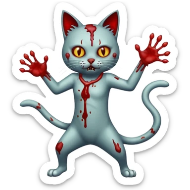 bloody  zombie cat full body with action pose sticker