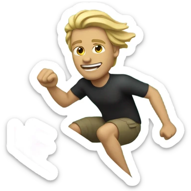 Man with long blonde hair surfing a wave sticker