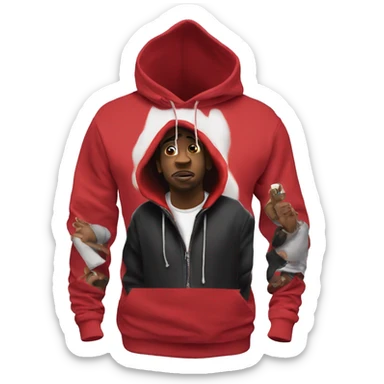Man rapping concert hoodie red sticker