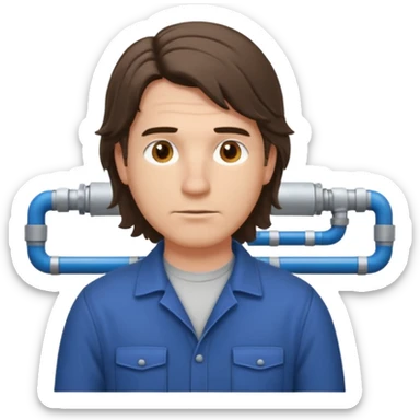 customer. 1 person only white male with shoulder normal person cloths. adult. pipeline technician change the expression and the shape of the face change the color of eyes. just the technician nothing all sticker