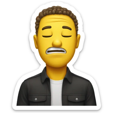 Create a yellow emoji with eyes closed biting his lip sticker