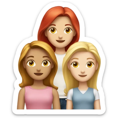 a trio: a brunette girl, a blonde girl, and a red haired girl sticker