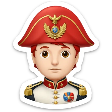 tomato wearing Napoleon Bonaparte's bicorne hat and military officer uniform sticker