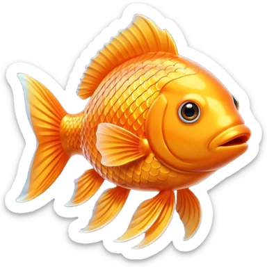 Bit gold orange fish taken from an old game, it has to swim in the water, it has to be 3D and have depth sticker
