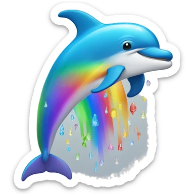 Dolphin rainbow and water and colorful  sticker