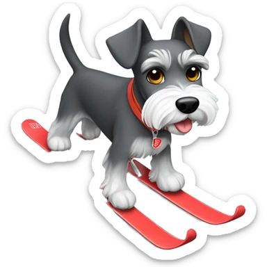 Miniature schnauzer skiing  sticker