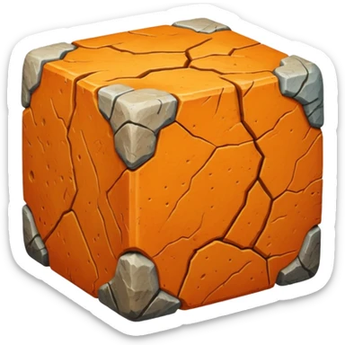 american-orange-intricate-stone-age-rocky-cube-shaped sticker