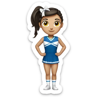 Brunette girl all star cheer uniform high ponytail with a  bow  sticker