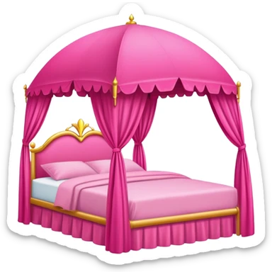Hot pink canopy princess bed  sticker
