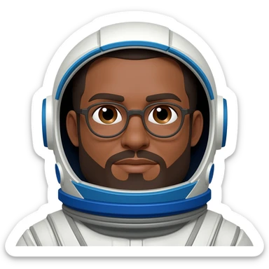 astronaut brown skin, brown eyes, glasses and beard sticker