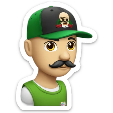 Skinhead with Mexican style mustache in five-panel cap sticker