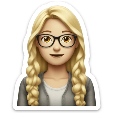 long blonde haired girl with freckles and red glasses sticker