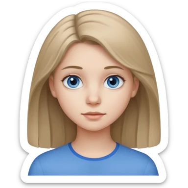 Teen girl with dark blond 1b hair and grey blue eyes and pale skin  sticker