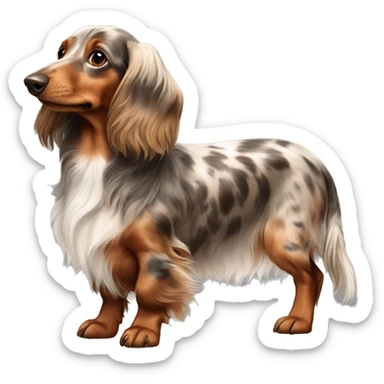 brown Merle long haired Dachshund full body sticker