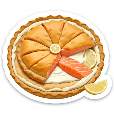 Karelian pasty with cream on top finnish with cream on top and salmon and lemon sticker