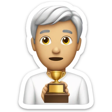 L'emoji di un tifoso della fiorentina triste che piange a dirotto, con un trofeo in mano sticker