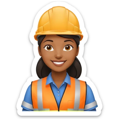Black woman factory worker wearing safety vest and hard hat smiling sticker