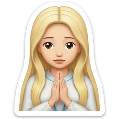 Cinematic realistic blonde with long hair prays sticker